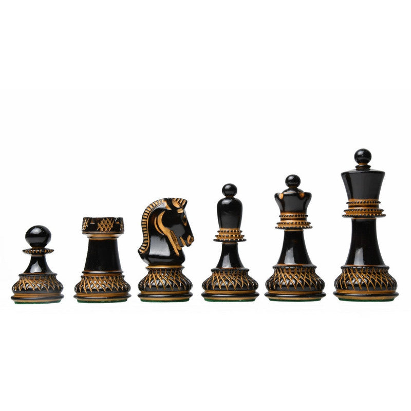 Reproduzierte Dubrovnik Bobby Fischer Schachfiguren von 1950 – 3,7" König aus lackiertem Buchsbaum