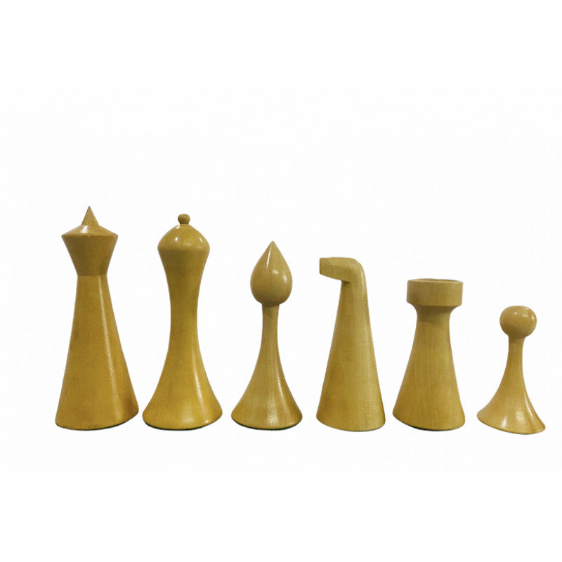 Minimalistisches Hermann Ohme Schachset 3,6" – ebonisierte Figuren & randloses Brett