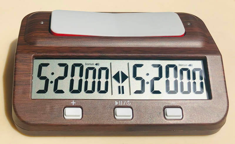 Digital Chess Clock with Wood Grain - Checkmate & Chill 