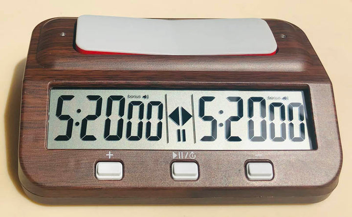 Digital Chess Clock with Wood Grain - Checkmate & Chill 