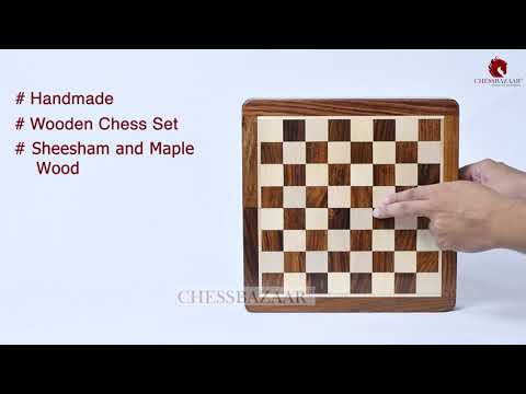 12″ Travel Folding Magnetic Chess Set – Sheesham & Maple Wood