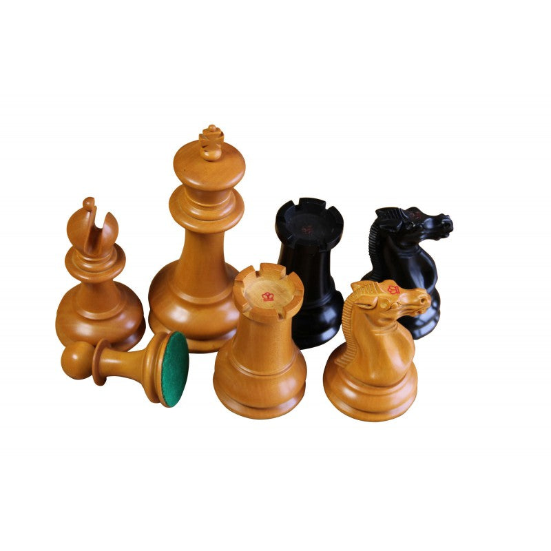 1851 Morphy Schachfiguren (Antik-Reproduktion) – Ebenholz & antikes Buchsbaumholz, 4,4" König
